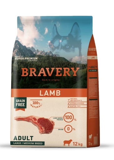 [04PE012000.0014.0036] BRAVERY DOG ADULT LAMB  MED-LARGE 12KG