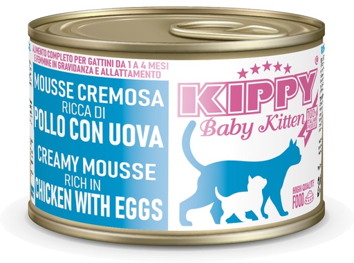 [2494] KIPPY CAT BABY KITTEN MOUSSE POLLO Y HUEVOS 200GR (24 UND.)