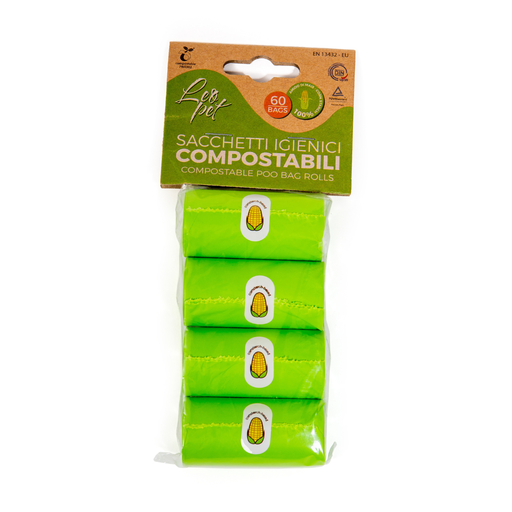 [268491] LEO PET BOLSAS HIGIÉNICAS PERROS COMPOSTABLES VERDES 4 ROLLOS