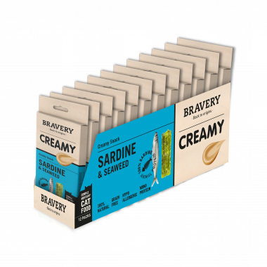 [30GA000056.0003.0288] BRAVERY CAT CREAMY SARDINE & SEAWEED 56 GR (12 UND.)