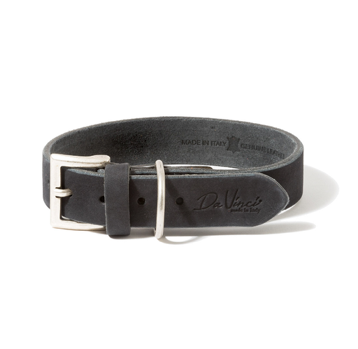[DV30.1.40B] LEO PET FATTED LEATHER COLLAR 40x2 CM BLACK