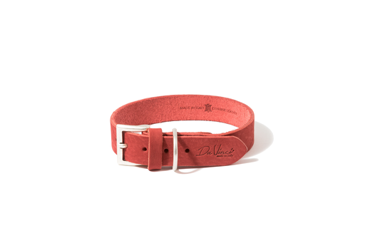 [DV30.1.40R] LEO PET FATTED LEATHER COLLAR 40x2 CM RED