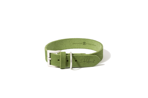 [DV30.3.65GR] LEO PET FATTED LEATHER COLLAR 65x4 CM GREEN