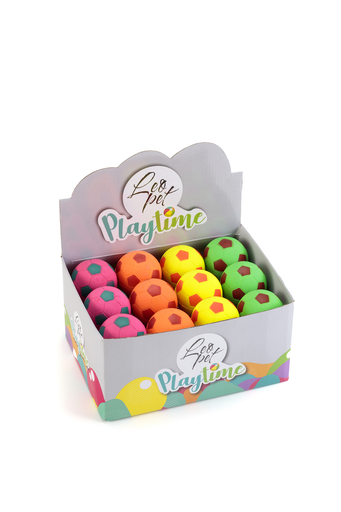 [GHP129] LEO PET BOLA PELOTA FUTBOL DE GOMA COLORES NEÓN 6,5 CM (PACK 24 UND.)