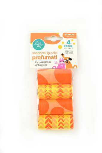 [IC525524] LEO PET BOLSAS HIGIÉNICAS DE COLORES AROMA A NARANJA 4 ROLLOS