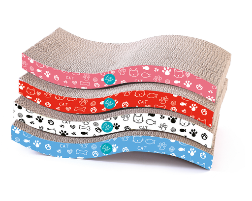 [WM0562] LEO PET RASCADOR GATO "ONDA" CARTÓN 43X22X7 CM (4 UND.)