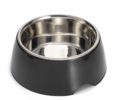 [CD527290] LEO PET BOL INOX, EXTERIOR MELAMINA BLANCA - ANTIDESLIZANTE 400 ML Ø11,5CM