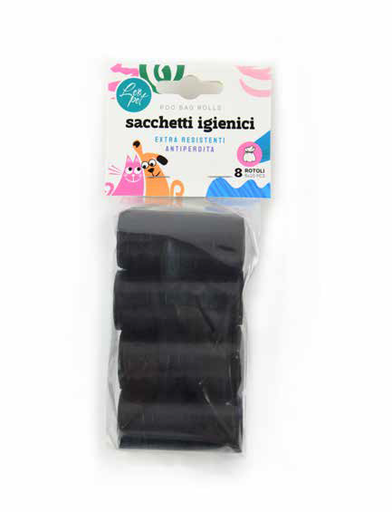 [819810] LEO PET BOLSAS PARA EXCREMENTOS NEGRAS 8 ROLLOS