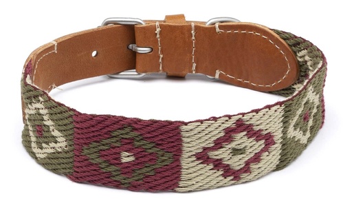 [DV37.60] LEO PET COLLAR DE CINTA ESTAMPADO ROMBOS BASE VERDE 60X3.5CM 