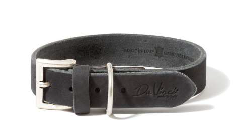 [DV30.2.55B] LEO PET FATTED LEATHER COLLAR 55x3 CM BLACK