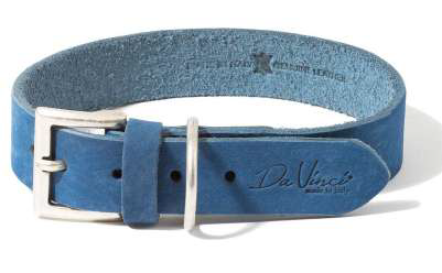 [DV30.2.55BL] LEO PET FATTED LEATHER COLLAR 55x3 CM BLUE
