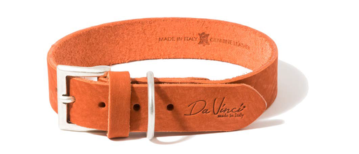 [DV30.2.55OR] LEO PET FATTED LEATHER COLLAR 55x3 CM ORANGE