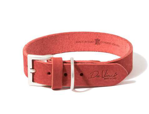 [DV30.2.55R] LEO PET FATTED LEATHER COLLAR 55x3 CM RED