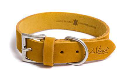 [DV30.2.55Y] LEO PET FATTED LEATHER COLLAR 55x3 CM YELLOW