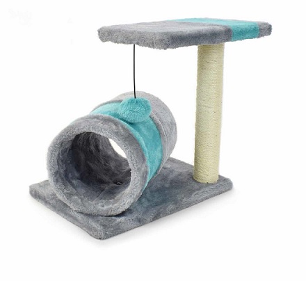 [12T0041MGP] LEO PET RASCADOR "RIMINI" GRIS-TURQUESA 40X29X38 CM