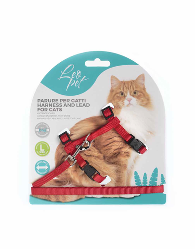 [CGC213] LEO PET SET DE PASEO PARA GATOS DE COLOR LISO PARA GATOS DE TAMAÑO GRANDE ROJO