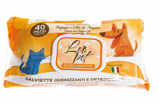 [ST003P] LEO PET TOALLITAS PAPAYA Y ACEITE DE ARGÁN 40 PZ
