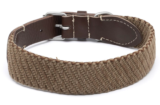 [DV38.50] LEO PET COLLAR DE CINTA COLOR LISO MARRÓN LAVADO 50X3.5CM