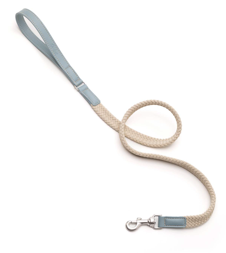 [DV47120LB] LEO PET CORREA PLANA DE CUERDA Y CUERO AZUL CLARO 120X2.0CM