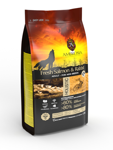 [5214001832408] AMBROSIA DOG MINI SENSITIVE SALMÓN FRESCO & CONEJO 5KG