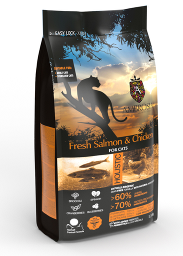 [5214001832347] AMBROSIA CAT ADULT SALMÓN FRESCO & POLLO 5KG 