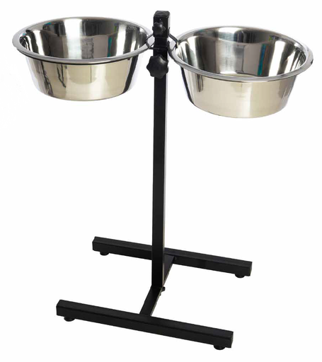 [CD358884] LEO PET SOPORTE EN FORMA DE H CON 2 CUENCOS 2800ML DE ACERO INOXIDABLE 60CM DE ALTURA 