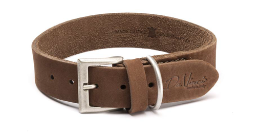 [DV30.1.40BR] LEO PET FATTED LEATHER COLLAR 40x2CM BROWN